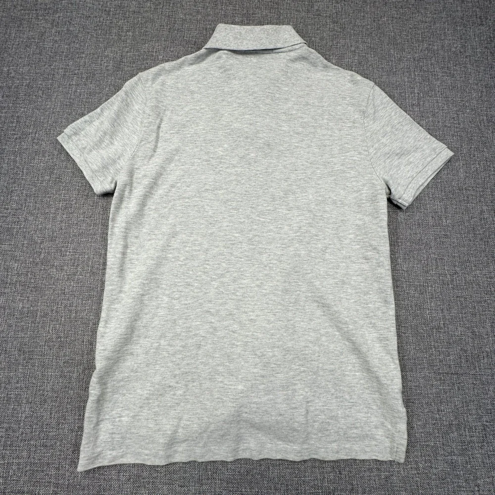 Polo Ralph Lauren Polo Shirt Men Medium Gray Custom Slim Fit Pique Cotton Preppy